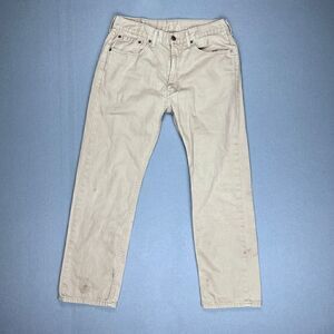 Levi's 505 Jeans Mens 33x30 Regular Fit Straight Leg Tan Khaki Stretch Denim